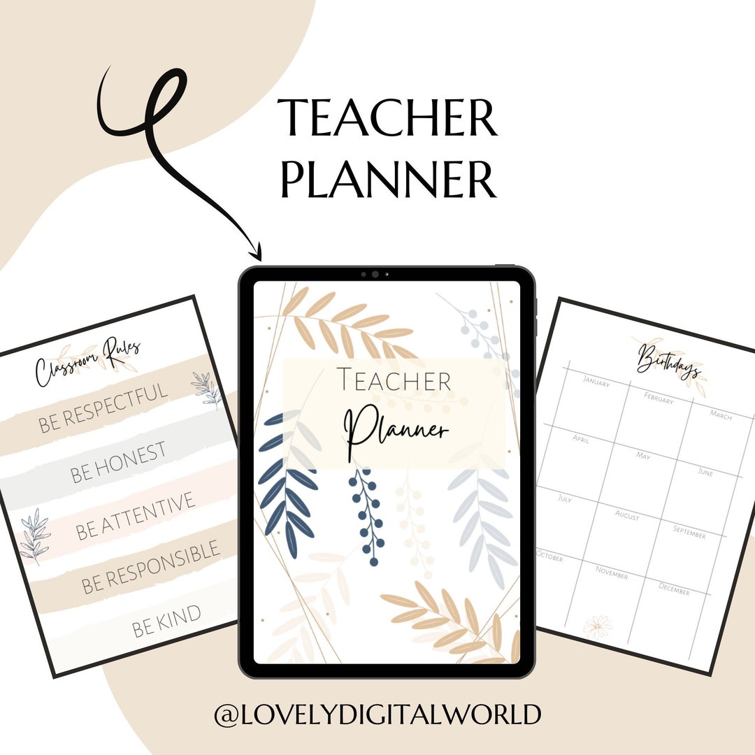 Digital Teacher Planner iPad Planner, Template for Your Remarkable