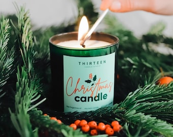 Christmas candle, Large Christmas candle, Scented soy candle, Pine candle, Holiday candle gifts, Christmas decor, Unique holiday candles