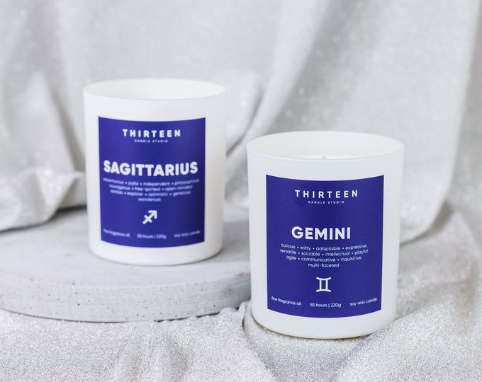 Gemini & Boogschutter Zodiac Sign Kaarsen, Soja Wax Gemini Geschenken, Astrologie Boogschutter Kaars, 40e verjaardagscadeaus voor vrouwen