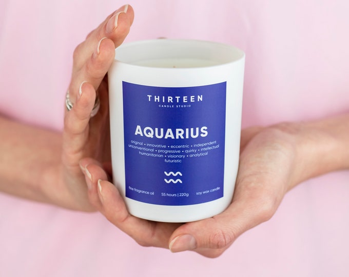 Aquarius Horoscope Candle | Astrology Gifts For Her | Birth Date Candle | Astrology candle | Aquarius Candle Zodiac Sign | Scented candles