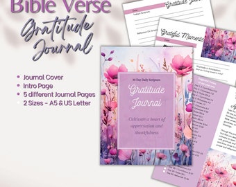 Bible Verse Gratitude Journal I Spiritual Gratitude Journal I Printable Faith Based Gratitude Journal I Christian Journal I Digital Download