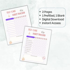 Self-Care Habit Tracker, Daily Self-Care Checklist, Habit Tracker to Support Emotional Well-Being, Simple Printable Self-Care Tracker
