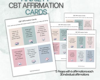 Anxiety Affirmation Cards, Anxiety Relief Affirmations, CBT Affirmation Cards, Encouragement Affirmations, Printable Affirmation Cards