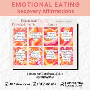 Emotionales Essen Affirmationen I Druckbare Affirmationskarten I Emotionales Essen Genesung Affirmationen I Boho Design I Digital Download