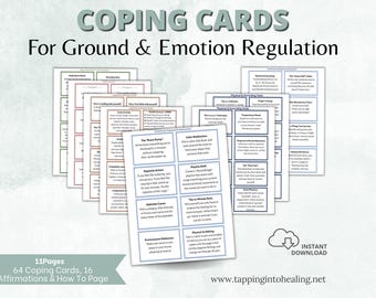 Coping Cards, Tools for Anxiety, Emotional and Mental Health Support, Skills For Emotional Regulation, Affirmation Cards, Daily Self-Care