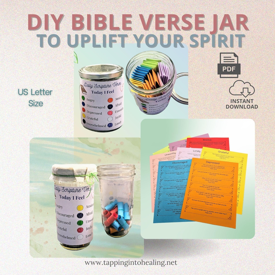 Scripture Memory Jar Bible Verse Jar, DIY Scripture Jar, Printable Bible Verses for Emotions ...