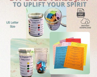 Bible Verse Jar, DIY Scripture Jar, Printable Bible Verses For Emotions, Printable Bible Verses, Daily Bible Verse, Christian Gift