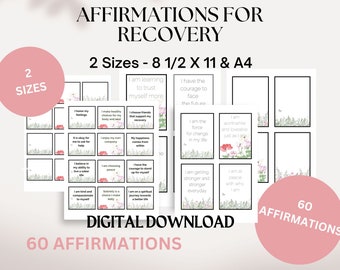 Affirmation Cards Addiction Recovery I Sobriety Affirmations I Recovery Tool  Recovery Gift I Printable Cards I Self Care I 2 Sizes