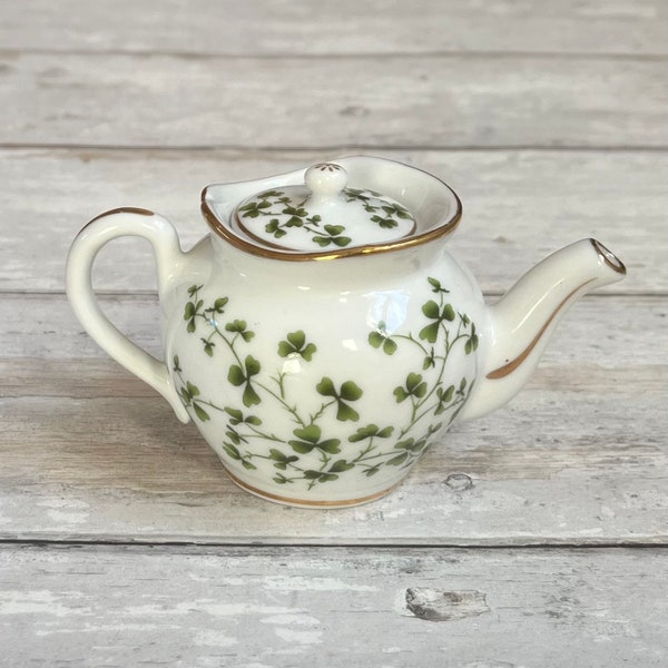 Vintage special edition clover shamrock design Porcelain Art miniature teapot