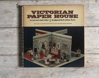 Victorian Paper House to cut and colour - designed by Evaline Ness - miniature rooms - 1978