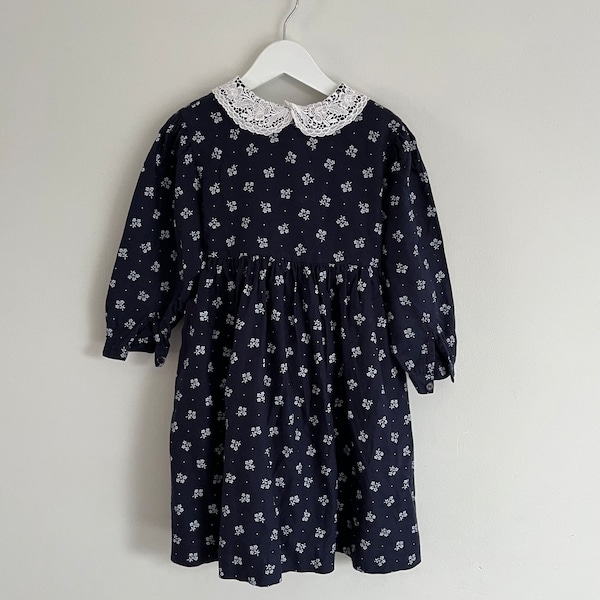 Vintage Next Preppy World Famous Club navy cotton floral dress 3-4 years