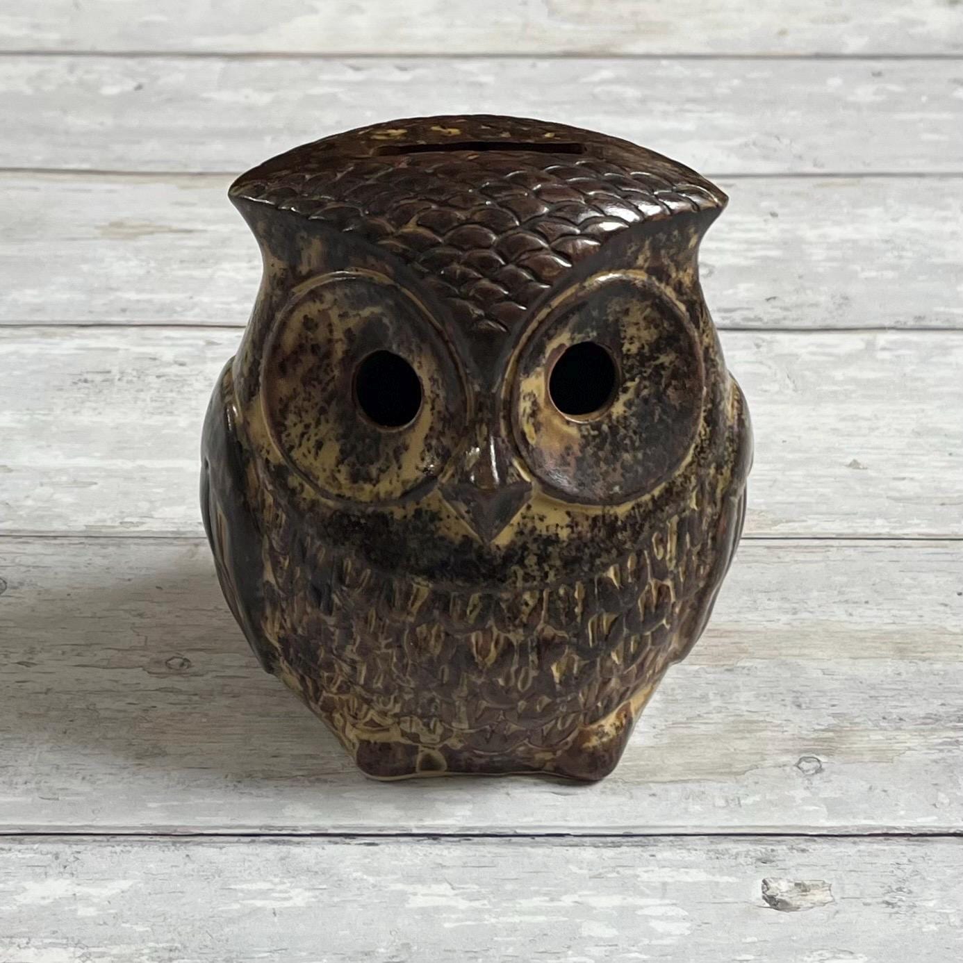 Vintage Retro Peter John Products Pottery Owl Money Box