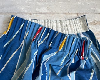 rideaux géométriques bleus vintage rétro des années 1980