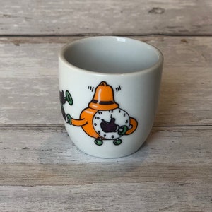 Anthropomorphic Alarm clock vintage ceramic egg cup