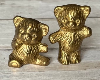 Vintage Teddy bear brass figurines