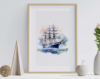 High Quality Art Prints | Watercolour Marine Prints - sailing, seagulls, coastal, compass, fish, lighthouse- A5, A4, A3 - bathroom, living