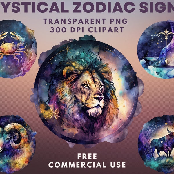 Zodiac signs png  ,horoscope images bundle, mystical colors clipart, transparent background, free commercial use, sublimation designs