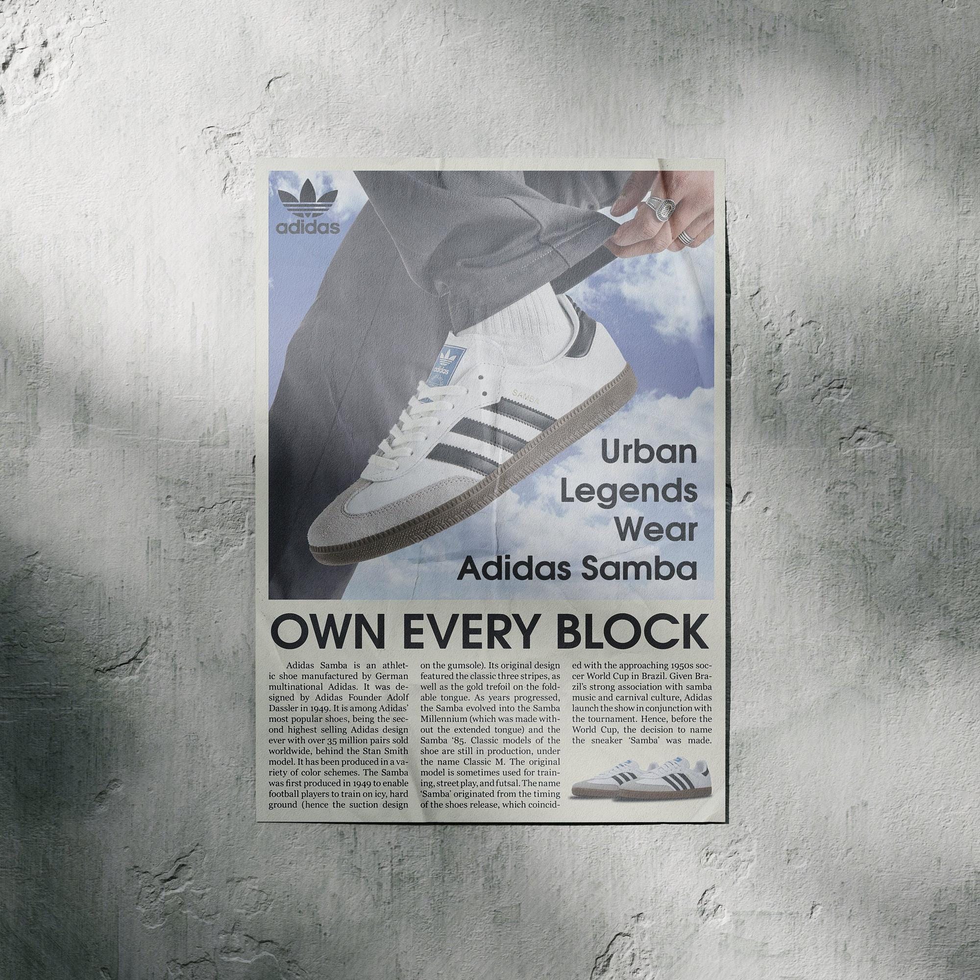 Adidas Samba Sneakers Urban Poster in 80s Style Etsy