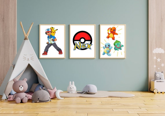Set of 3 Bedroom Decoration Pokemon Personalised Kids Decor Print