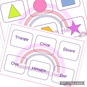 Shapes and word matching Add on page