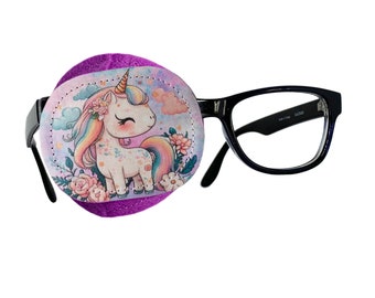 Voll verdunkelte Augenklappe für Kinder/ Wiederverwendbare Lazy Eye Cover/ Korrektive Augenklappe/ Amblyopic/ Strabismus/ Kinder Augenklappe mit Einhorn