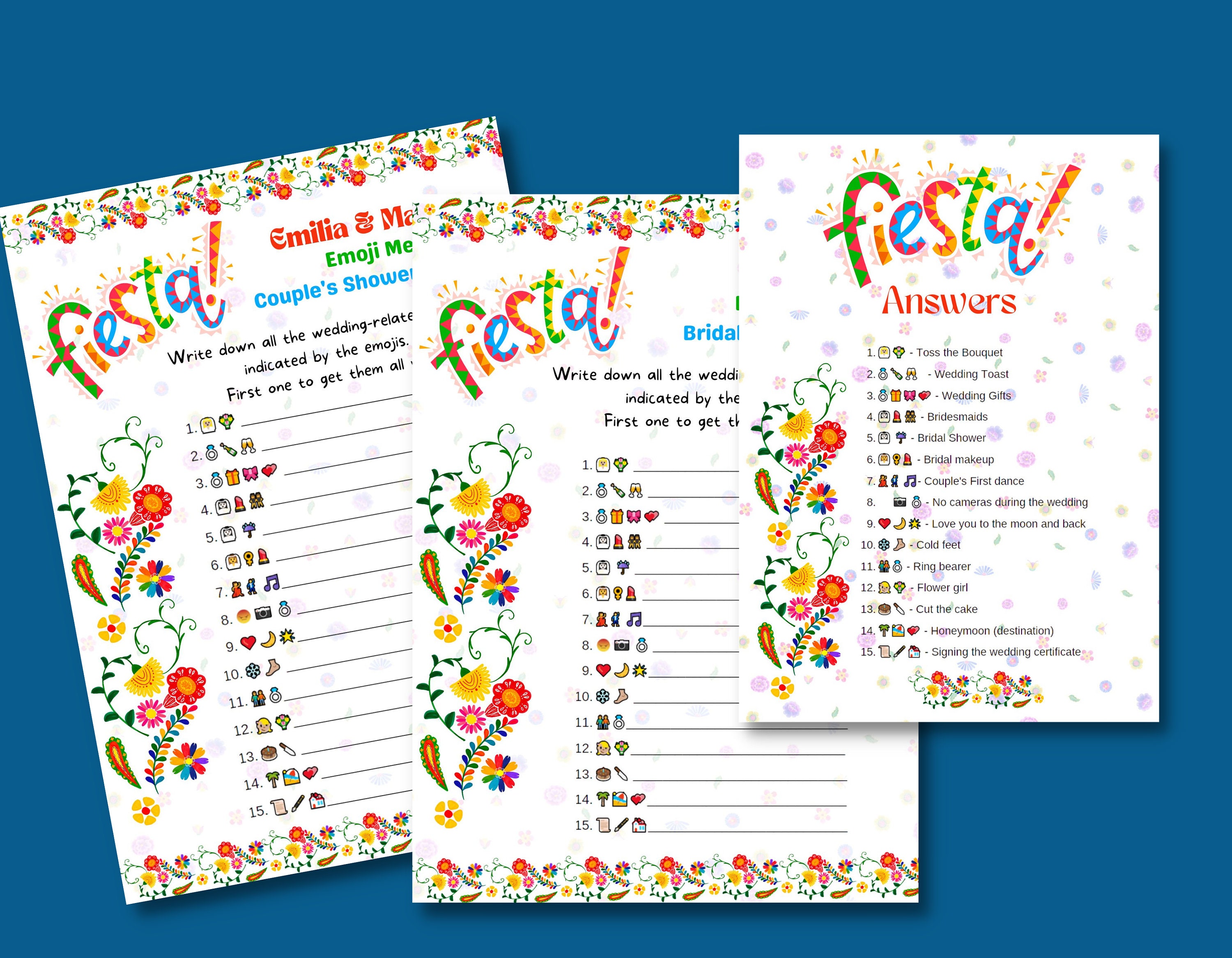 Fiesta Emoji Meanings Bridal Shower Game Templates Fiesta Bridal Shower