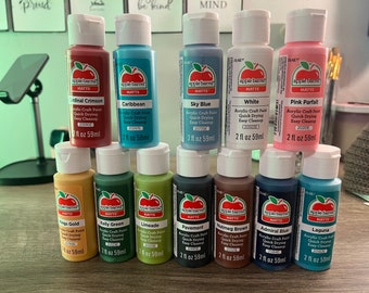Apple Barrel Acrylic Paint Set, 12 Assorted Matte Finish Colors For Painting & Art Supplies, DIY Arts And Crafts Acrylic Paints