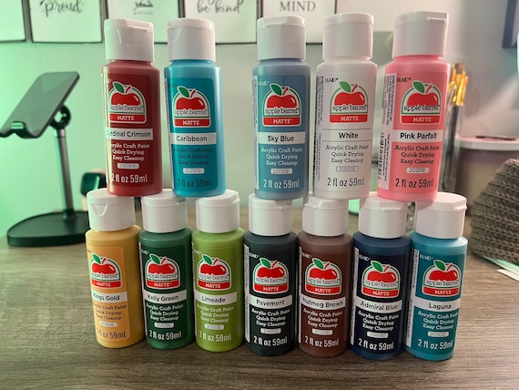 Apple Barrel Acrylic Paint Set, 12 Assorted Matte Finish Colors For Painting & Art Supplies, DIY Arts And Crafts Acrylic Paints