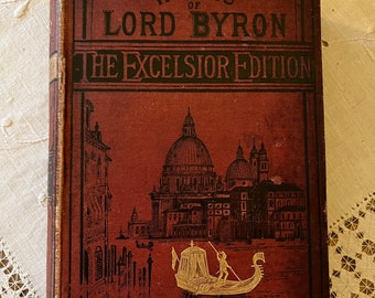 Antikes 1878 dekoratives Poesiebuch. Werke von Lord Byron. Die Excelsior Edition. Mit Illustrationen.