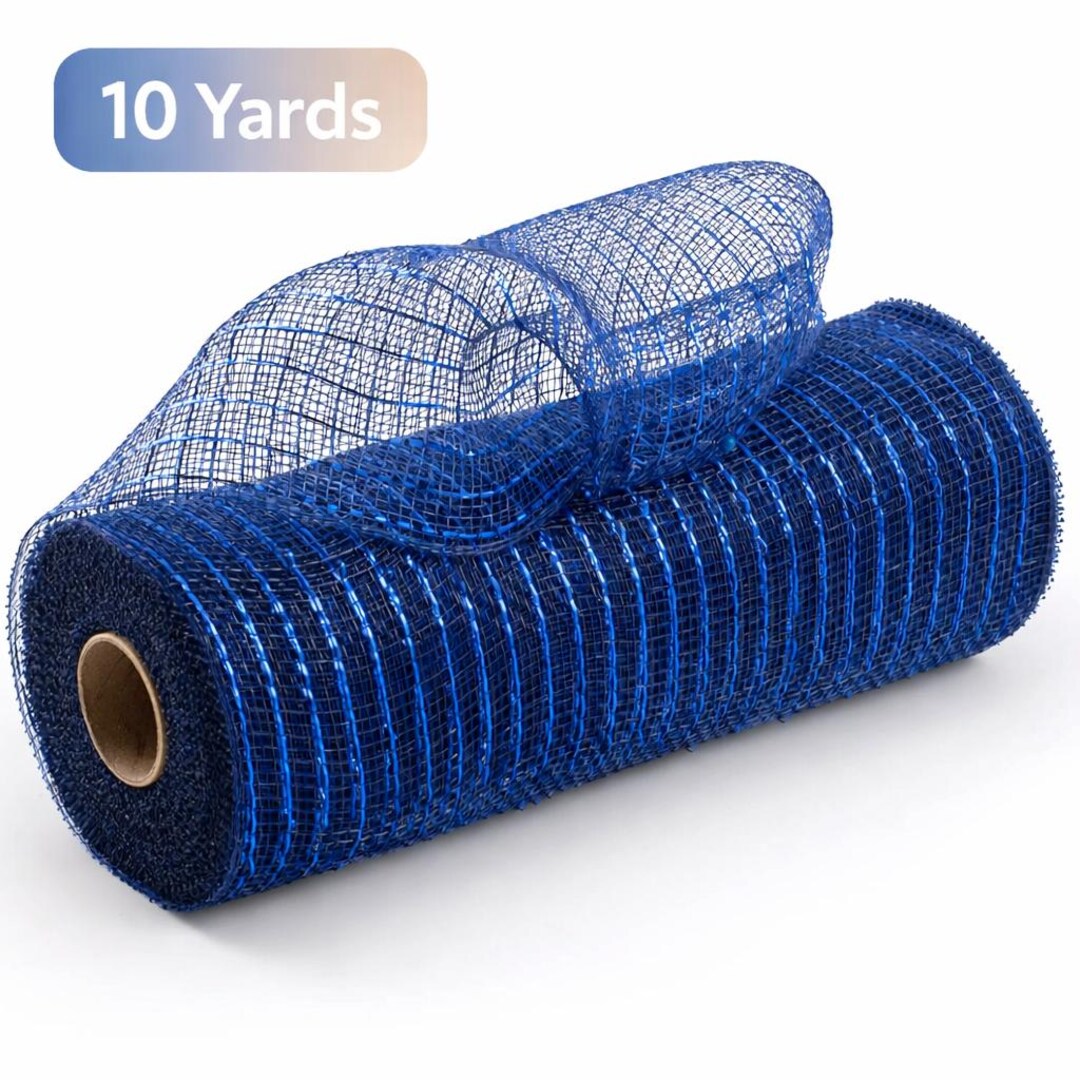 Navy & Royal Deco Mesh Roll – 10 Inch X 10 Yards | Waterproof Poly Mesh ...