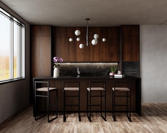 Modern Metal Bar Stool: Adjustable Velvet Kitchen Island Chair
