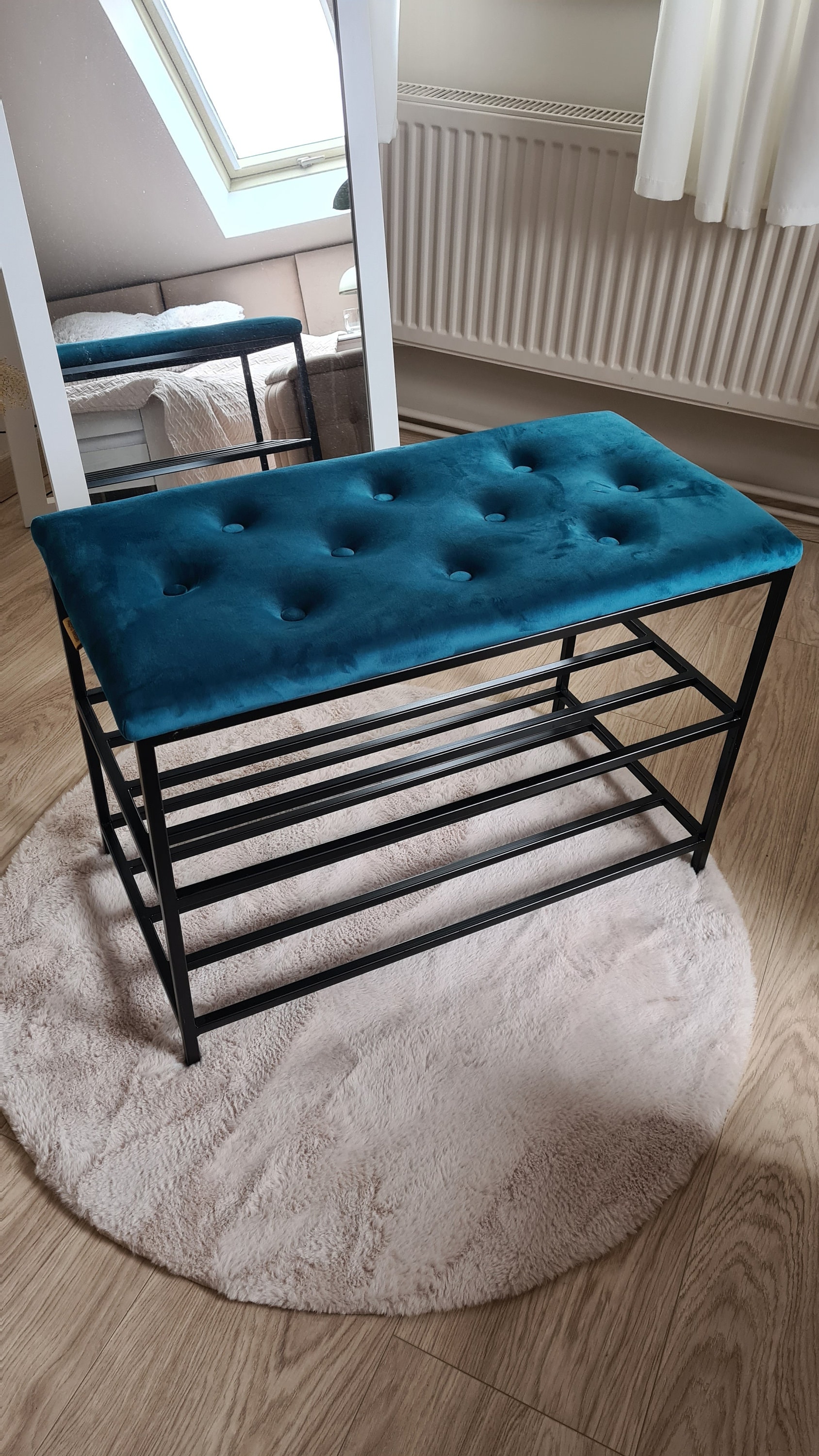 Upholstered Bench With Shoe Rack Etsy