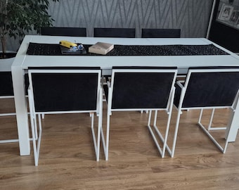 Gestoffeerde eetkamerstoelen in loftstijl, moderne keukenstoelen met stalen frame, industrieel design, fluweel, ecoleer, bouclé