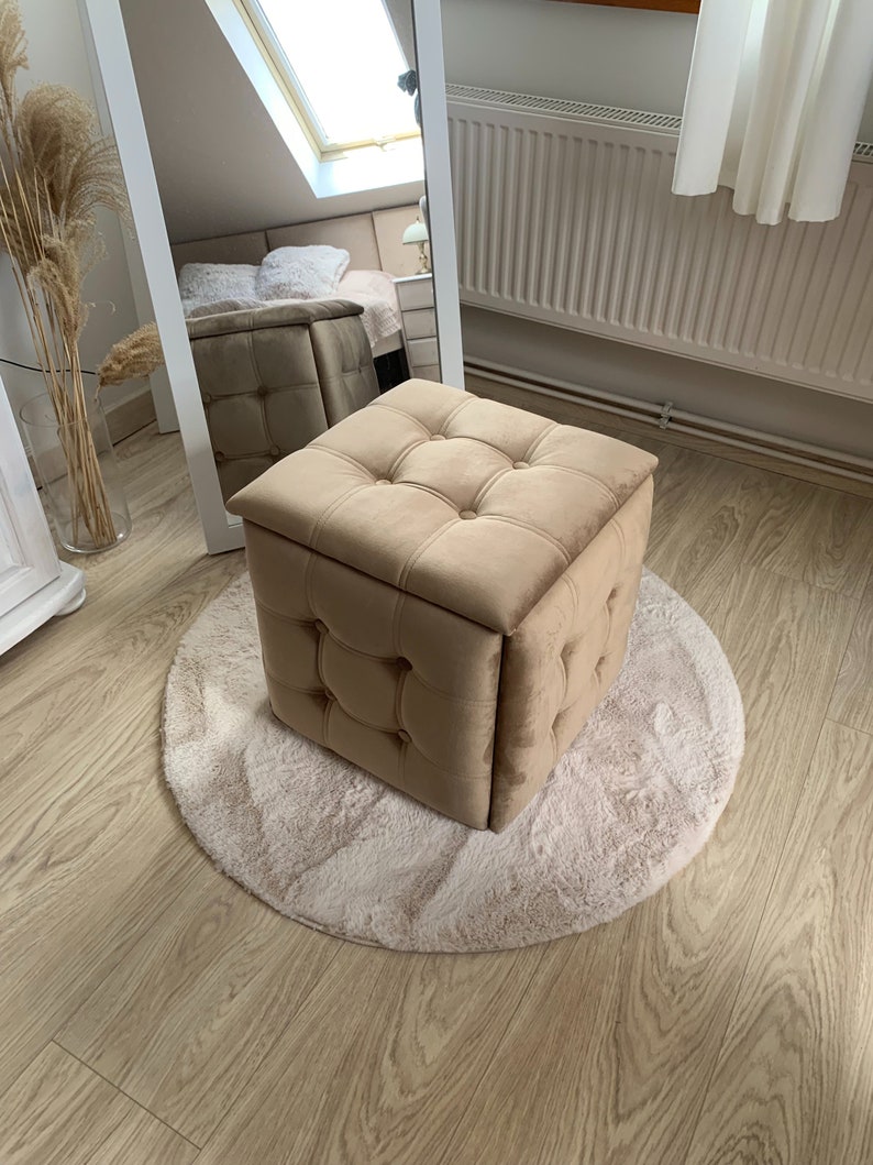 Aspro Meble Pouf Salon Ottoman 5en1 5x Tabouret Pliant Tabouret Moderne Repose Pied Petit Fauteuil avec Construction en Acier image 3