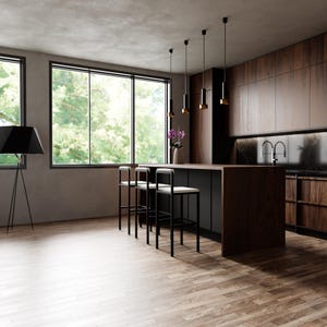 Taburete de bar taupe, taburete de cocina con respaldo, silla negra, silla metálica, asiento alto, taburete tapizado en terciopelo