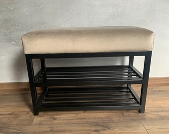 Banc Pouf industriel en métal rembourré Pouf de couloir siège matelassé LOFT