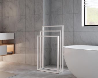Industrial Style Free Standing Towel Rack: Bathroom Organizer