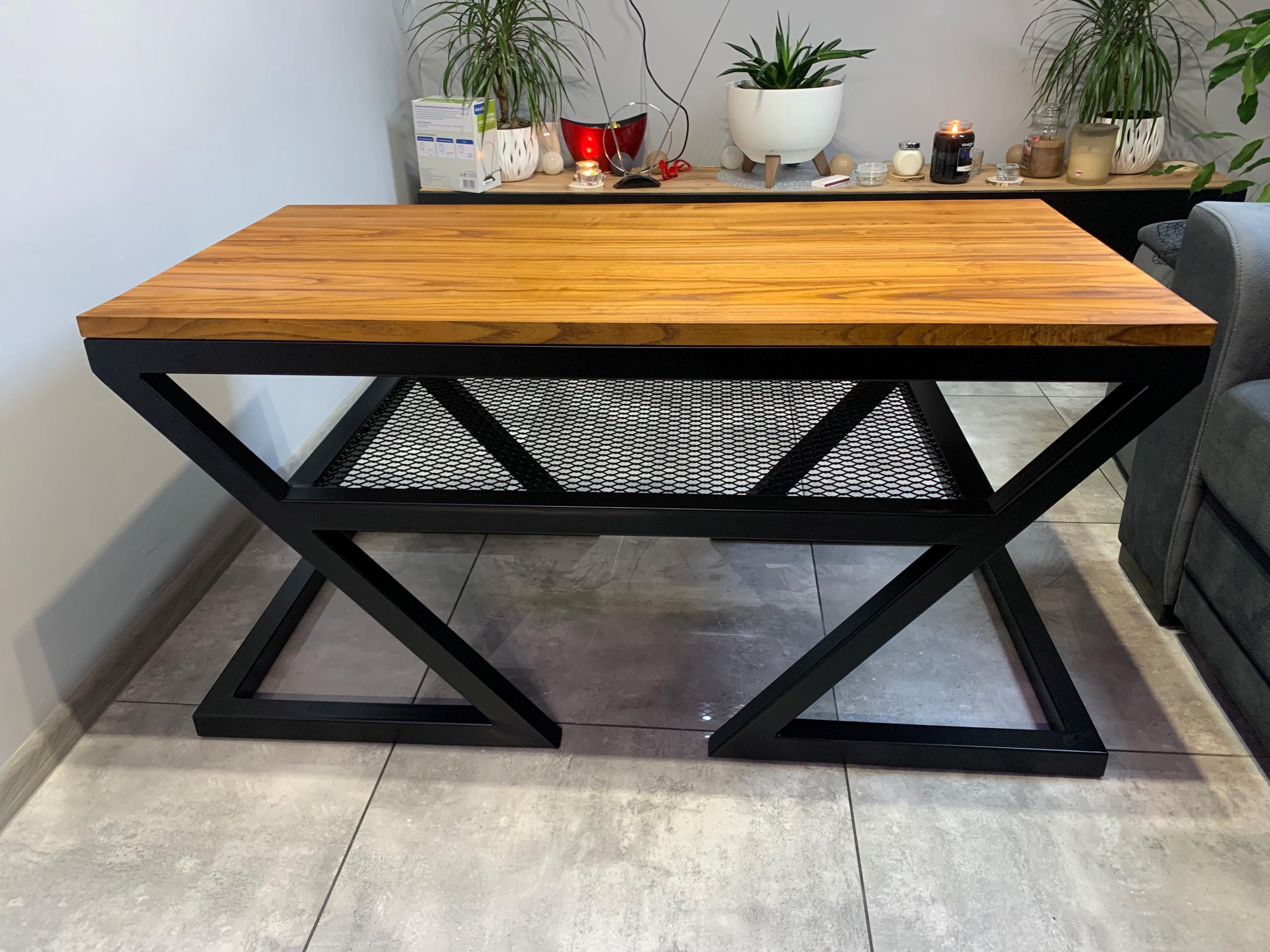 Handmade Industrial Coffee Table: Solid Wood & Black Steel, 2-tier Loft  Furniture - Etsy