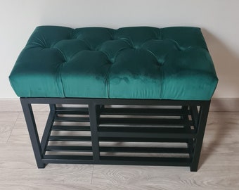 Banc Pouf industriel en métal rembourré Pouf de couloir siège matelassé LOFT