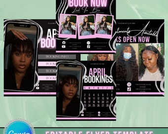 April Social media bundle - April Bookings Available- Monthly booking Flyers- Appointments…