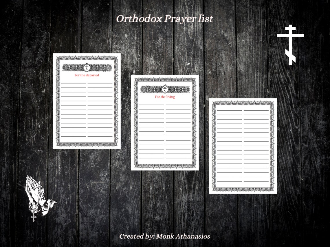 Orthodox Prayer List Prayers for the Dead Prayers for the Living ...