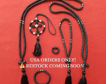 Black Silk Orthodox Prayer Rope - Monastic Chotki Komboskini