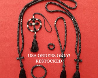 Black Silk Orthodox Prayer Rope – Monastic Style, 12, 33, 50, 100,150 knots RESTOCKED!