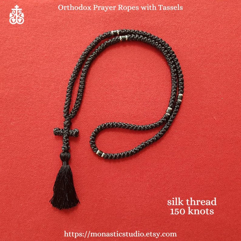 Black Silk Prayer Rope – Orthodox Komboskini, Handmade Monastic Style ...