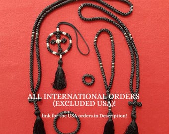 Black Silk Prayer Rope – Orthodox Komboskini, Handmade Monastic Style, 12-150 Knots