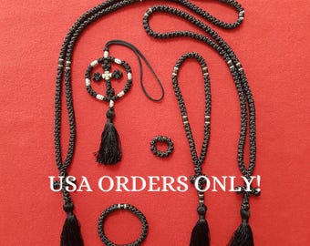 Black Silk Orthodox Prayer Rope – Monastic Style, 12, 33, 50, 100,150 knots RESTOCKED!