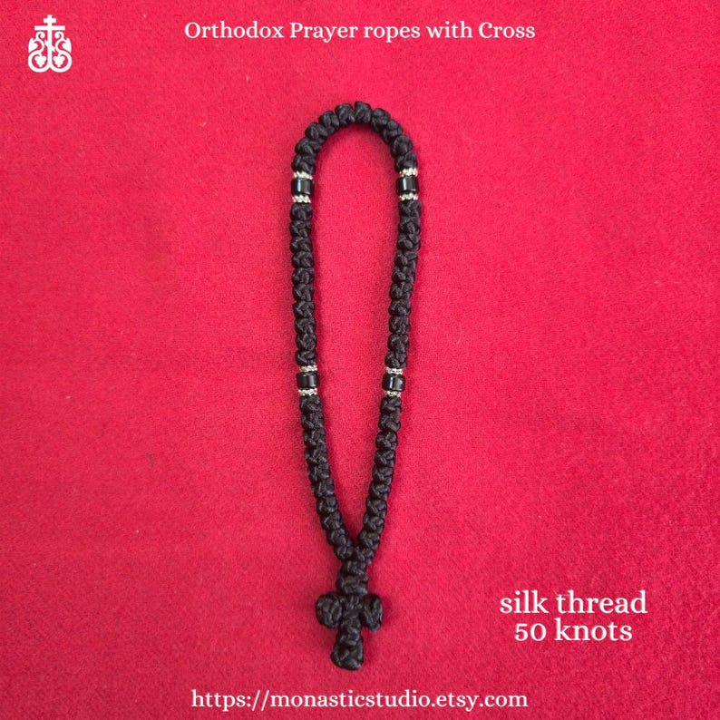 Black Silk Prayer Rope – Orthodox Komboskini, Handmade Monastic Style ...