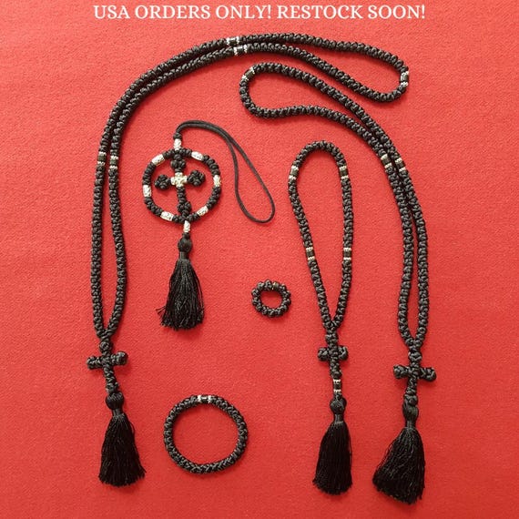 Black Silk Orthodox Prayer Rope - Monastic Chotki Komboskini