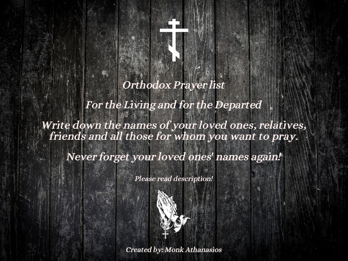 Orthodox Prayer List Prayers for the Dead Prayers for the Living