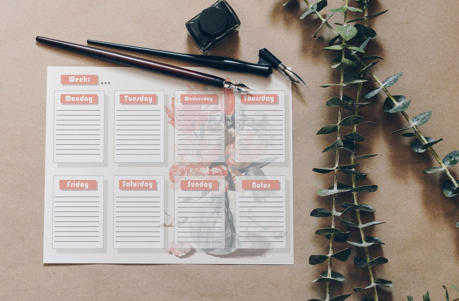 Weekly Planner Calendar Printable Flowers Full Color - Etsy
